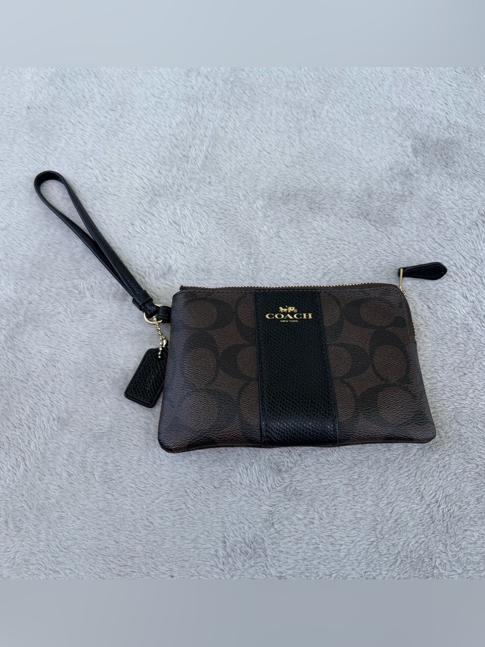 Coach Wristlet Brown/Black Wallet Change Holder 6”X4” READ